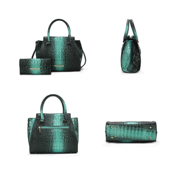 MKF Bently Croc-Embossed Tote & Wallet Set