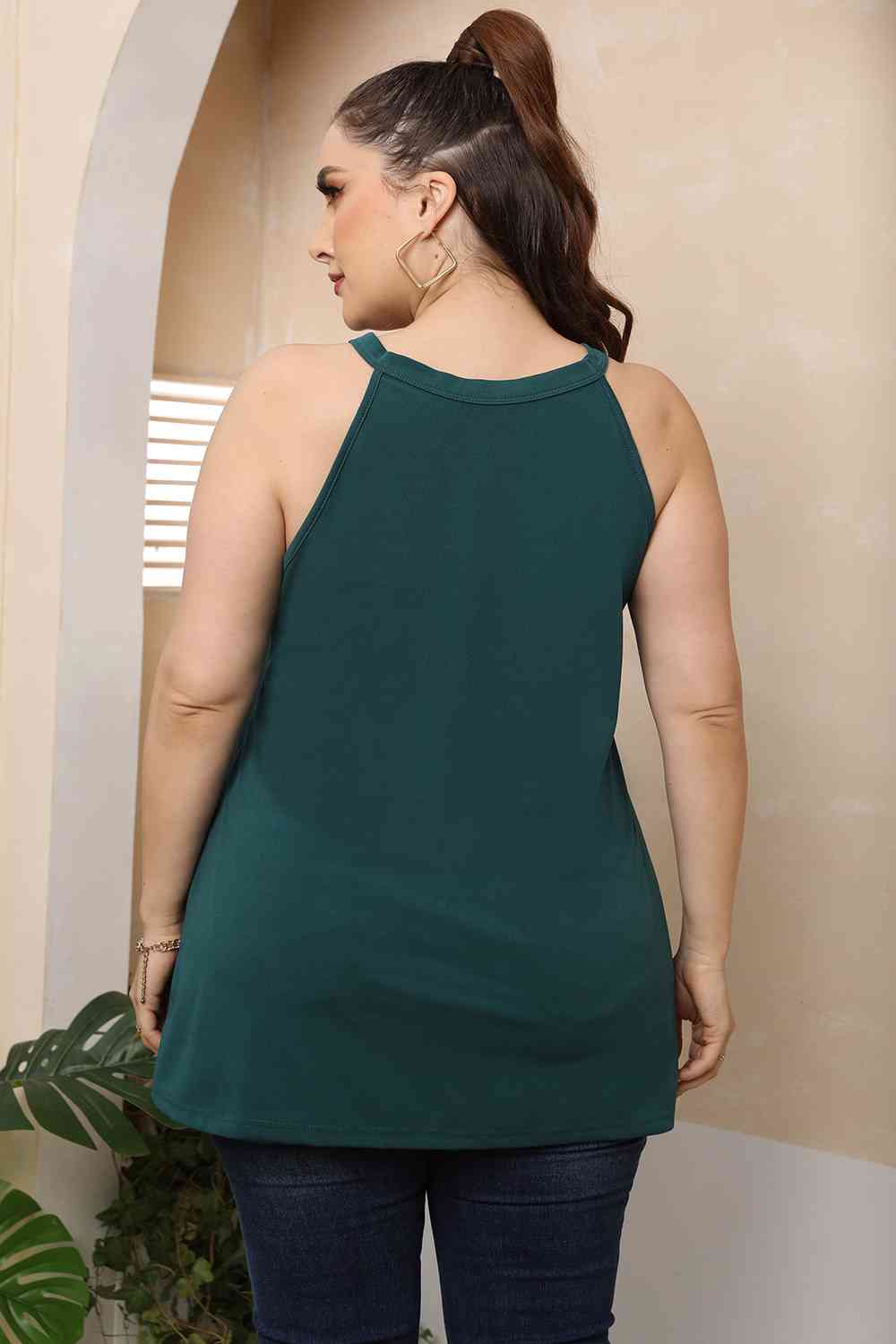 Halter Neck Cutout Sleeveless Dress - Plus Size