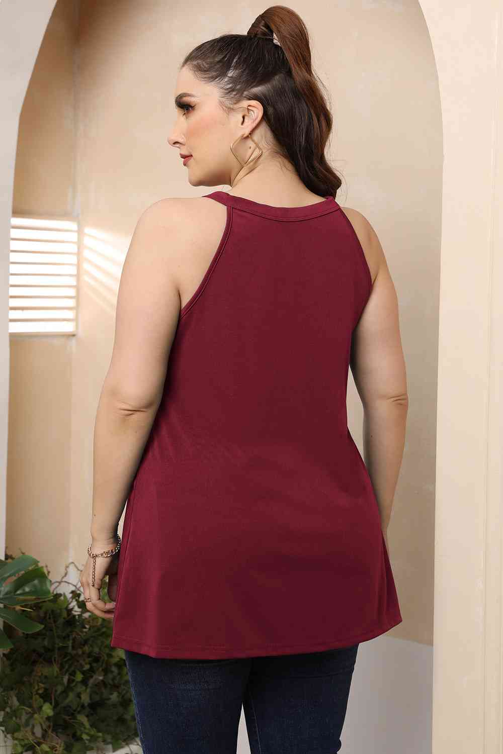 Halter Neck Cutout Sleeveless Dress - Plus Size