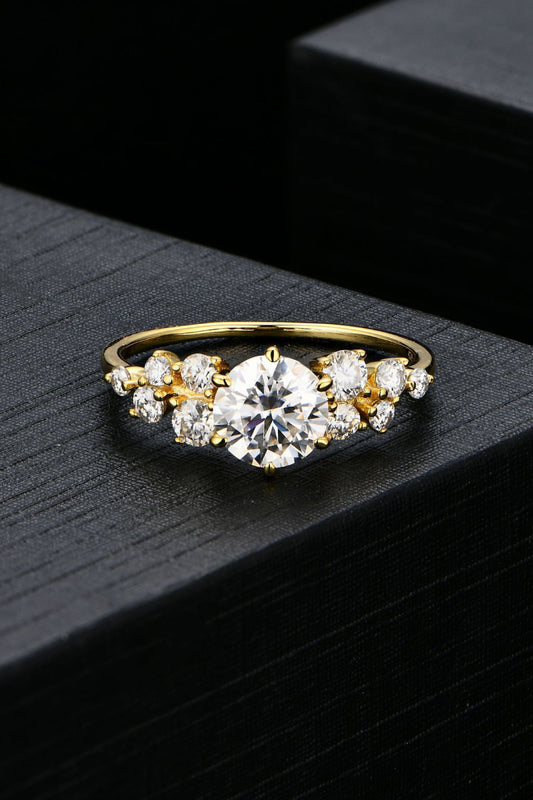 Gold-Plated 1 Carat Moissanite 925 Sterling Silver Ring