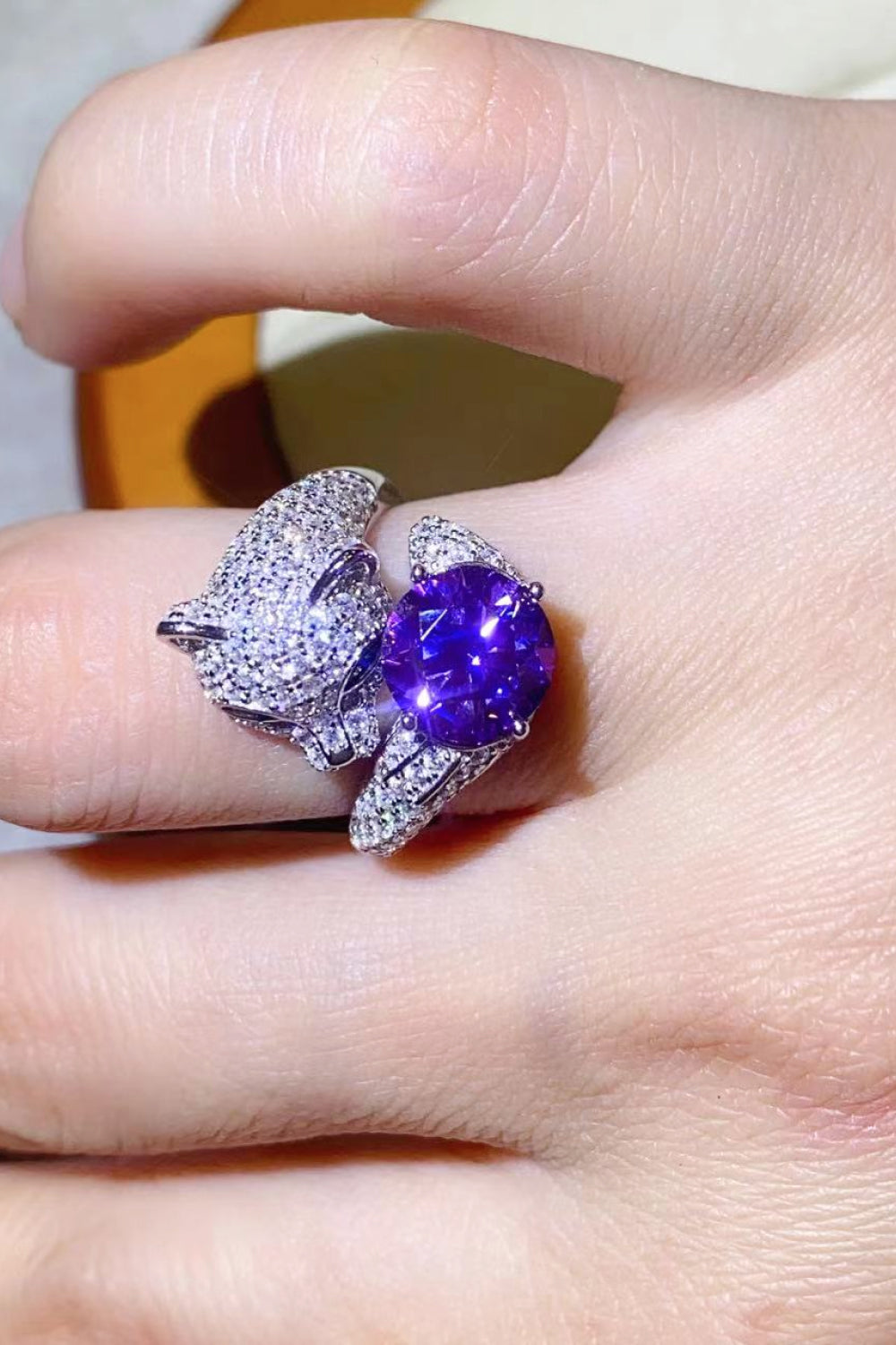 2 Carat Moissanite Adjustable Feline Bypass Ring